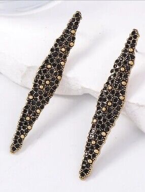 Geometric linear rhinestone stud earrings; NWOT